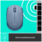 LOGITECH 910-006866, M171 BlueGrey, USB Nano 2,4G Kablosuz, 1000dpi, Optik, 3 Tuşlu, 12ay Pil Ömrü, Mouse - Görsel 4