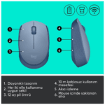 LOGITECH 910-006866, M171 BlueGrey, USB Nano 2,4G Kablosuz, 1000dpi, Optik, 3 Tuşlu, 12ay Pil Ömrü, Mouse - Görsel 5