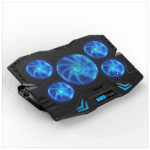 DEXIM DNA003, 5ad Fan, 10"-17" Notebook Soğutucu, 5 Kademeli Stand, 5 Farklı Program, Ayarlanabilir Hız, Mavi Ledli (Siyah)