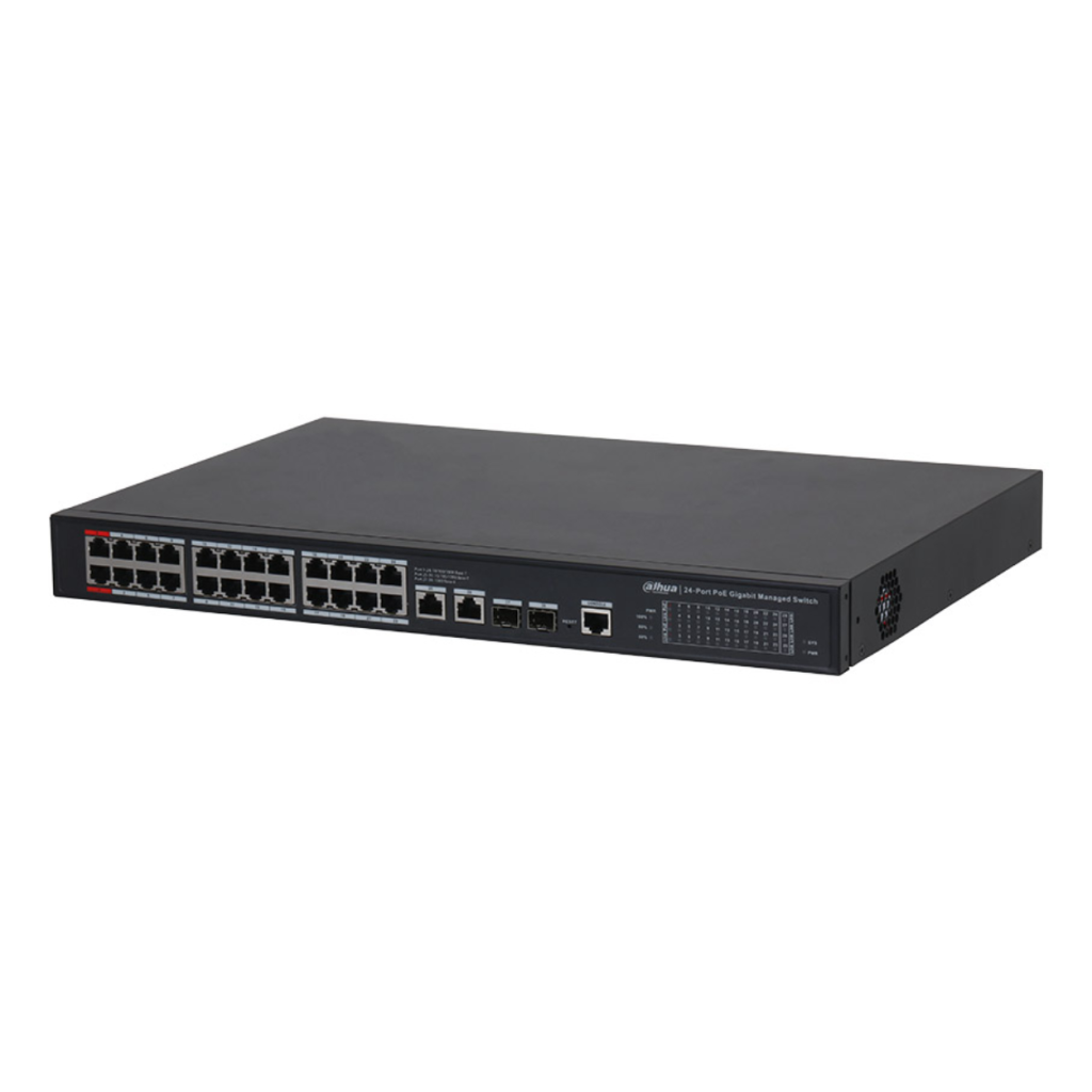 S4228-24GT-360_1 DAHUA S4228-24GT-360, 24 Port, Gigabit, PoE 365W, 2 Port GigaBit Uplink, 2 Port Gigabit Combo SFP, Longe Range 250Mt, Cloud Yönetilebilir, Switch - Görsel 1