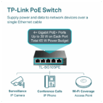 TP-LINK TL-SG105PE, 5 Port, GigaBit, 4 Port Poe, 65W, Easy Smart, Yönetilebilir, Metal Kasa, Masaüstü Switch - Görsel 3