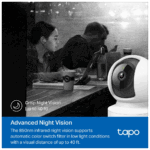 TP-LINK Tapo C202, Bebek/Ev Güvenlik Kamerası, WiFi-Ehernet, 1080P, 12Mt Gece Görüşü, PAN/TILT, iki Yönlü Ses - Görsel 4