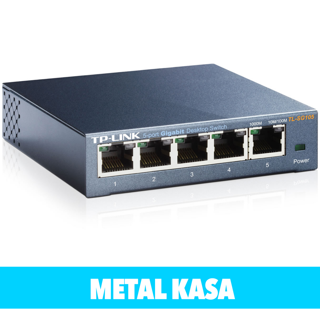 TL-SG105_1 TP-LINK TL-SG105, 5 Port, GigaBit, Yönetilemez, Metal Kasa, Masaüstü Switch - Görsel 1