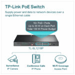 TP-LINK TL-SL1218P, 16 Port, Megabit, PoE 150W, 2 Port Gigabit Lan, 1 Port Gigabit Combo SFP, Yönetilemez, Rackmount, Switch