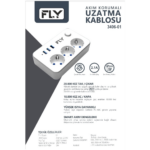 FLY 3406-01, 3 Soket, 3 USB, Akım Korumalı Priz, 2.1A, Anahtarlı, 2Mt Kablo, (Beyaz) - Görsel 3
