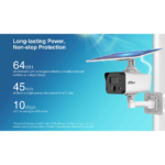 DAHUA IPC-HFW2441DG-4G-SP-B-MAX, 4Mpix, 3,6mm Lens, H265+, 30Mt Gece Görüşü, Dahili Mikrofon, IP67,  Solar(Güneş Enerjili) IP Kamera - Görsel 7