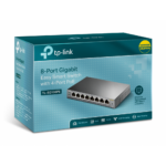 TP-LINK TL-SG108PE, 8 Port, GigaBit, 4 Port PoE 64W, Easy Smart, Yönetilebilir, Metal Kasa, Masaüstü Switch