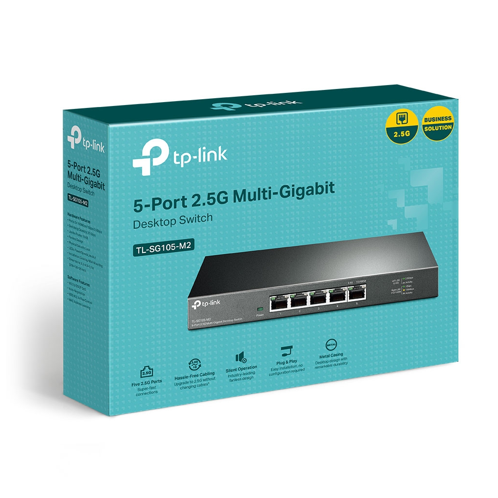 TL-SG105-M2_1 TP-LINK TL-SG105-M2, 5 Port, 2,5Gbps, Multi-GigaBit, Yönetilemez, Metal Kasa, Masaüstü Switch - Görsel 1
