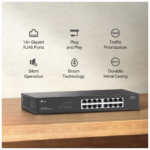 TP-LINK LS1016G, Green Tech, 16 Port GigaBit, Yönetilemez, Metal Kasa, Masaüstü Switch - Görsel 3